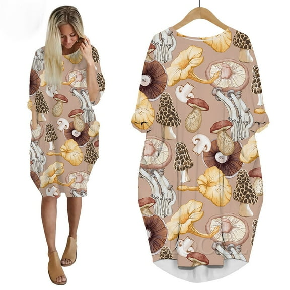 CLOOCL Mid Dresses Long Sleeve Pullover Harajuku Mushroom Printing Robe Femme Loose Fit Fashion Graphic Dress