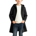 thumbnail image 5 of Xdegoge Boys Winter Wool Coat Hooded Long Overcoat Warm Outerwear for Kids Long Sleeve Fashion Jackets with Pockets, 5 of 7