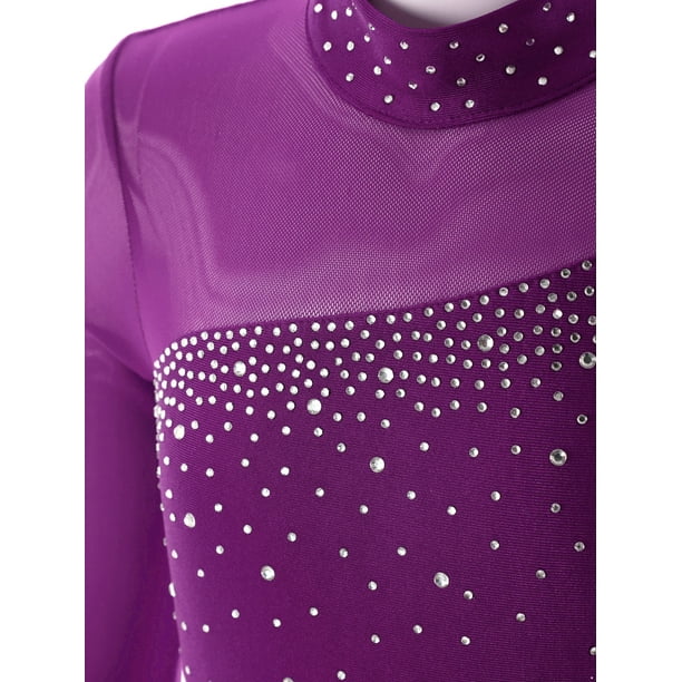 Ensemble Gymnastique Fille 3 Pièces - Justaucorps Manches Longues + Legging + Chouchou 5-14 Ans