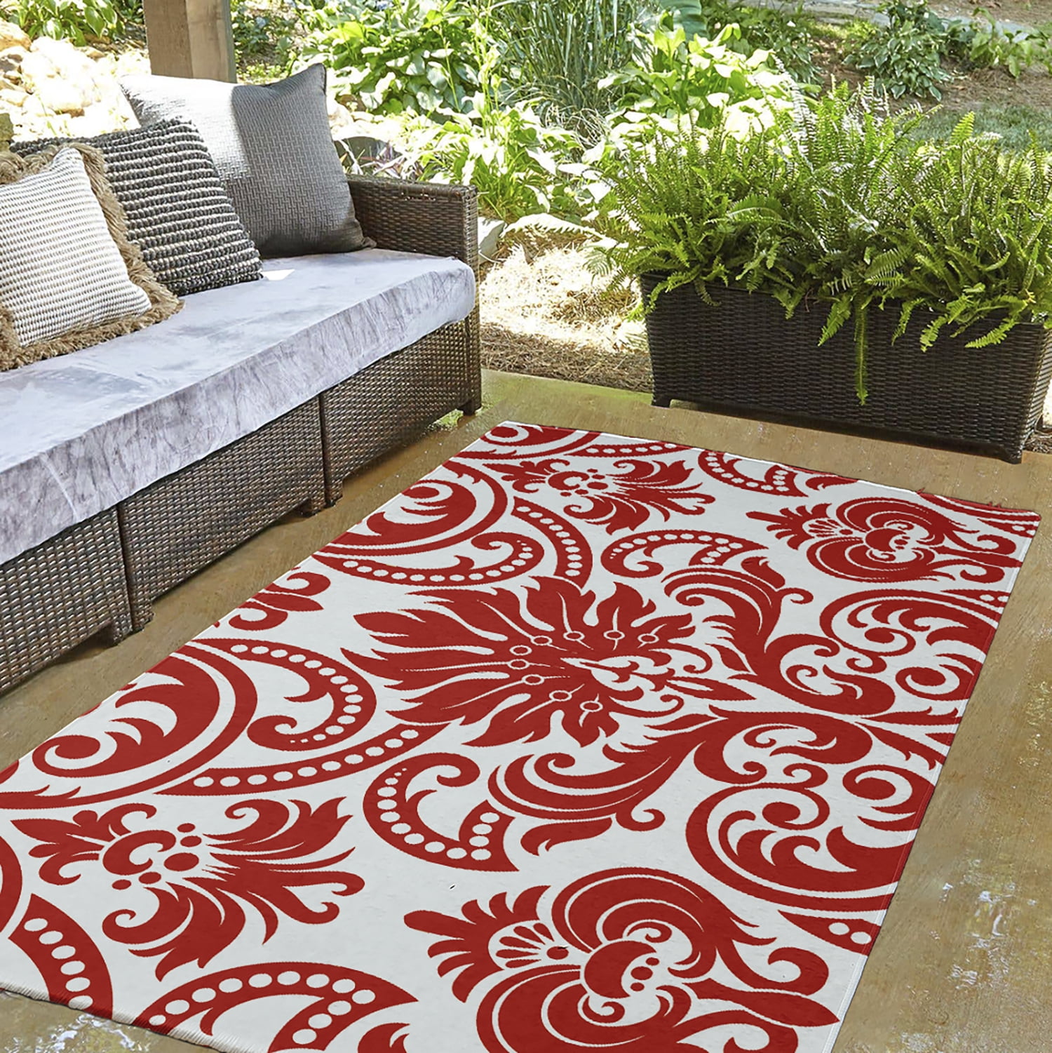 3' x 5' Simply Daisy Alexys French Country Chenille Area Rug, Orange-Red
