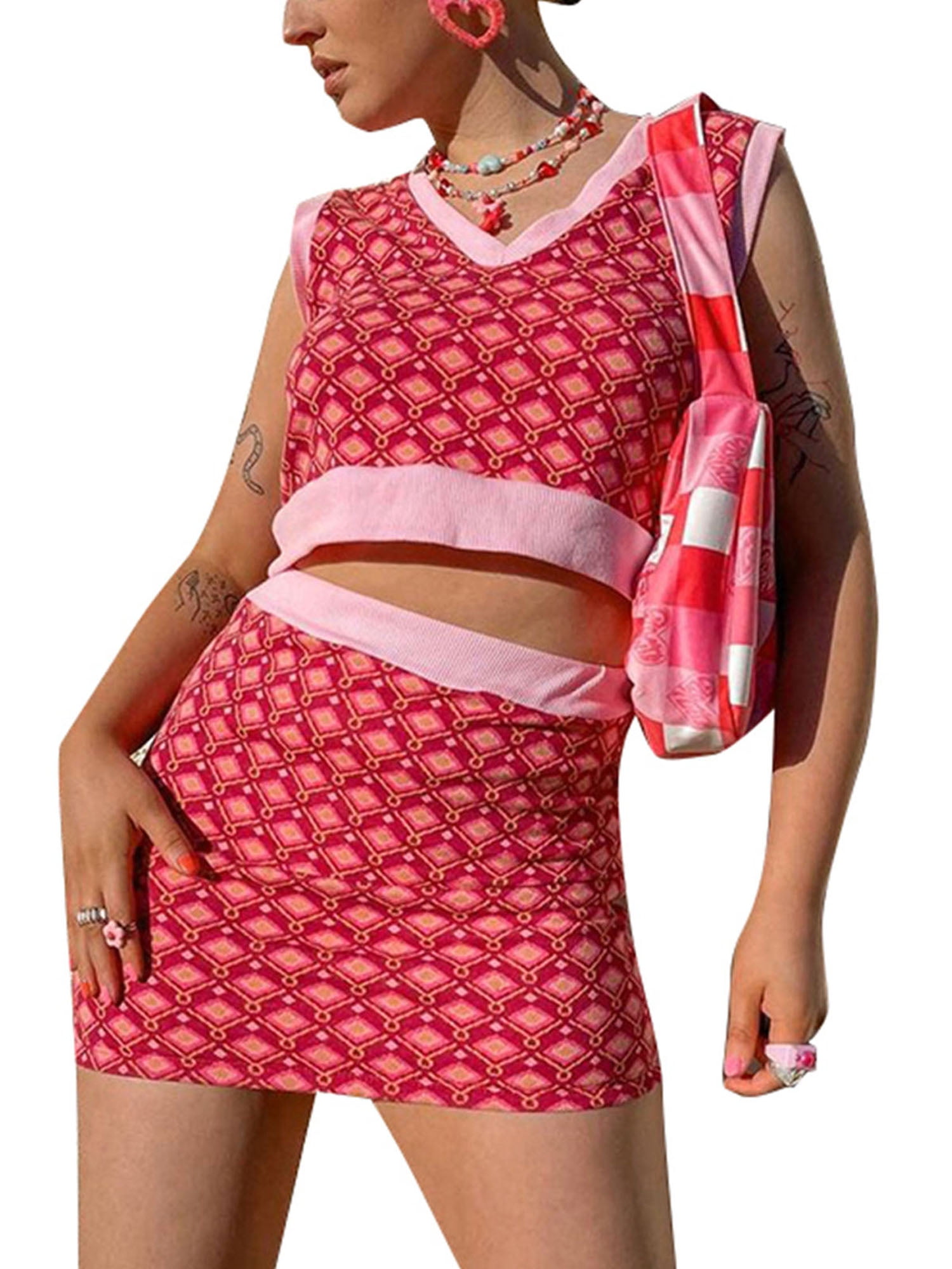 Crop Tank Top V-Neck Knit Sweater Vest 