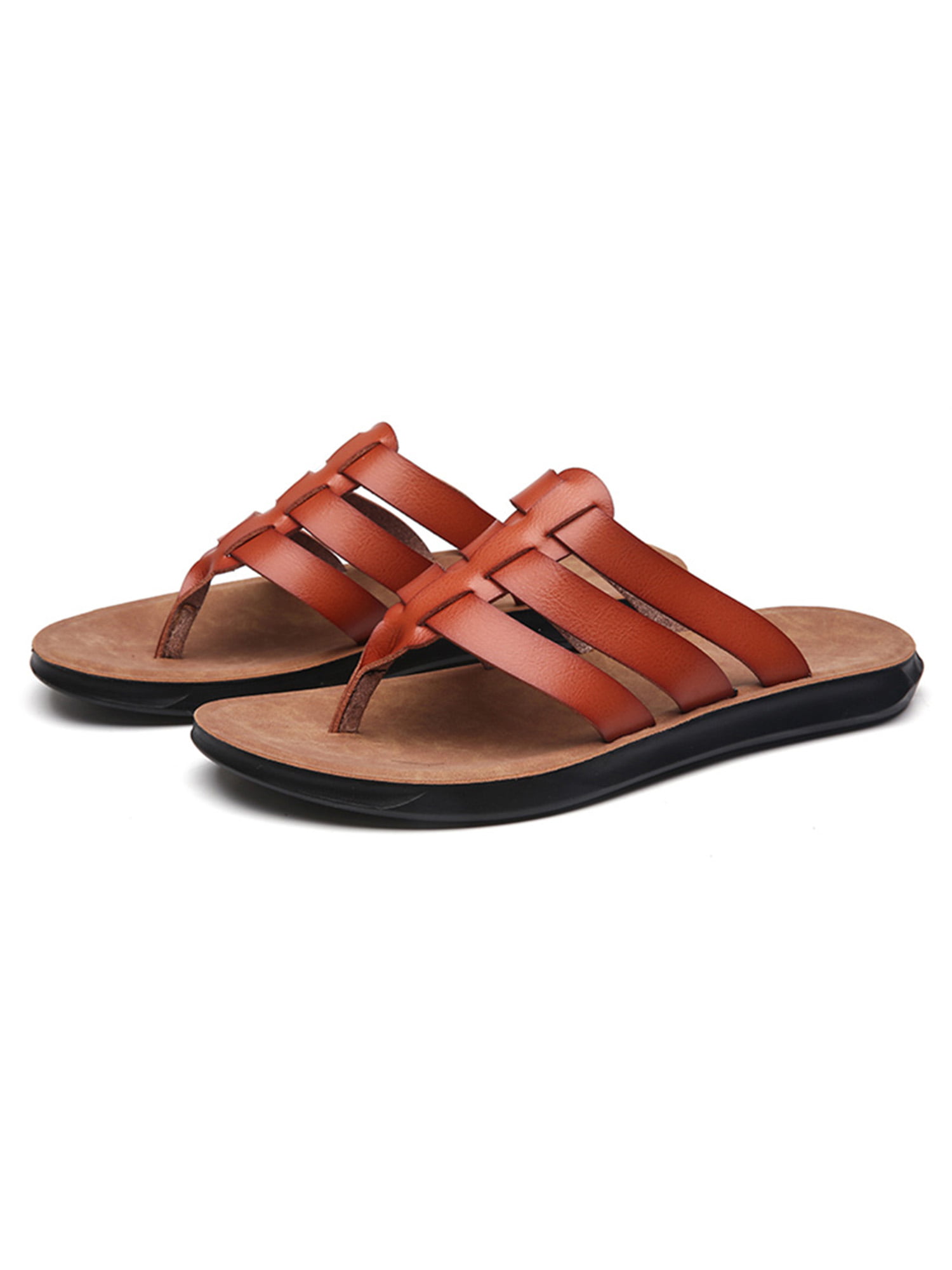 Mens New Summer Faux Leather Rugged Fashion Casual Beach Sandals Flip Flops Mule 