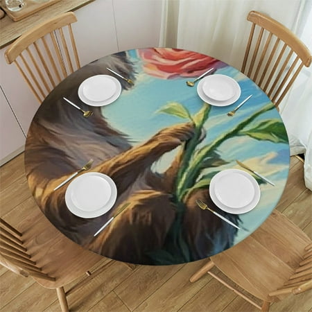 

Sheronv Sloty Flower Sky Round Tablecloth 100% Polyester Waterproof Resistant Fabric for Home - Stain-Resistant and Washable Ideal for Indoor and Outdoor Use Various Sizes Available 54 -58