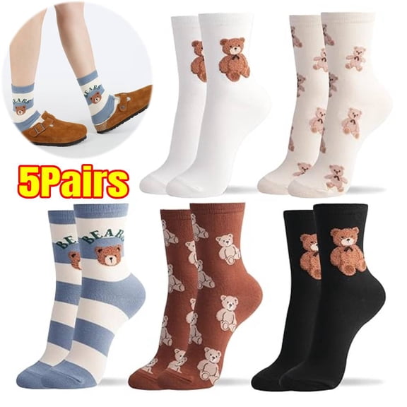 Cute Crew Socks for Women Novelty Funny Patterned Socks Colorful Cute Cotton Casual Calf Sock 5 Pairs Socks Size 6-8
