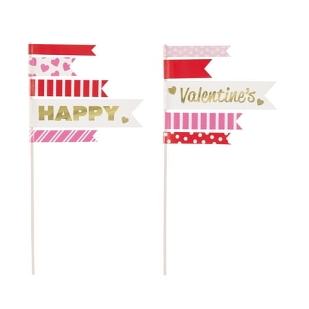 - Pennant Flag Valentine's Day Cake Toppers, 2pc