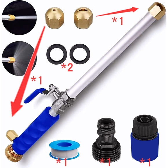 Kits de Laveuse à Jet Hydro Laveuse Haute Pression Extensible avec 2 Buses Pulvérisateur d'Arrosage pour Jardin Outil de Nettoyage de Fenêtre de Voiture