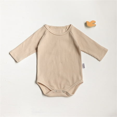 

Gubotare Long Sleeve Bodysuit Baby Boy Baby Girl Clothes Bell Sleeve Romper and Corduroy Overalls Shorts Infant Girl Fall Outfits Khaki 0-6 Months