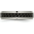 thumbnail image 4 of Chisel Titanium Polished Black Enamel Braid Design 6.2mm Ridged Edge Band - Ring Size 7.0, 4 of 8