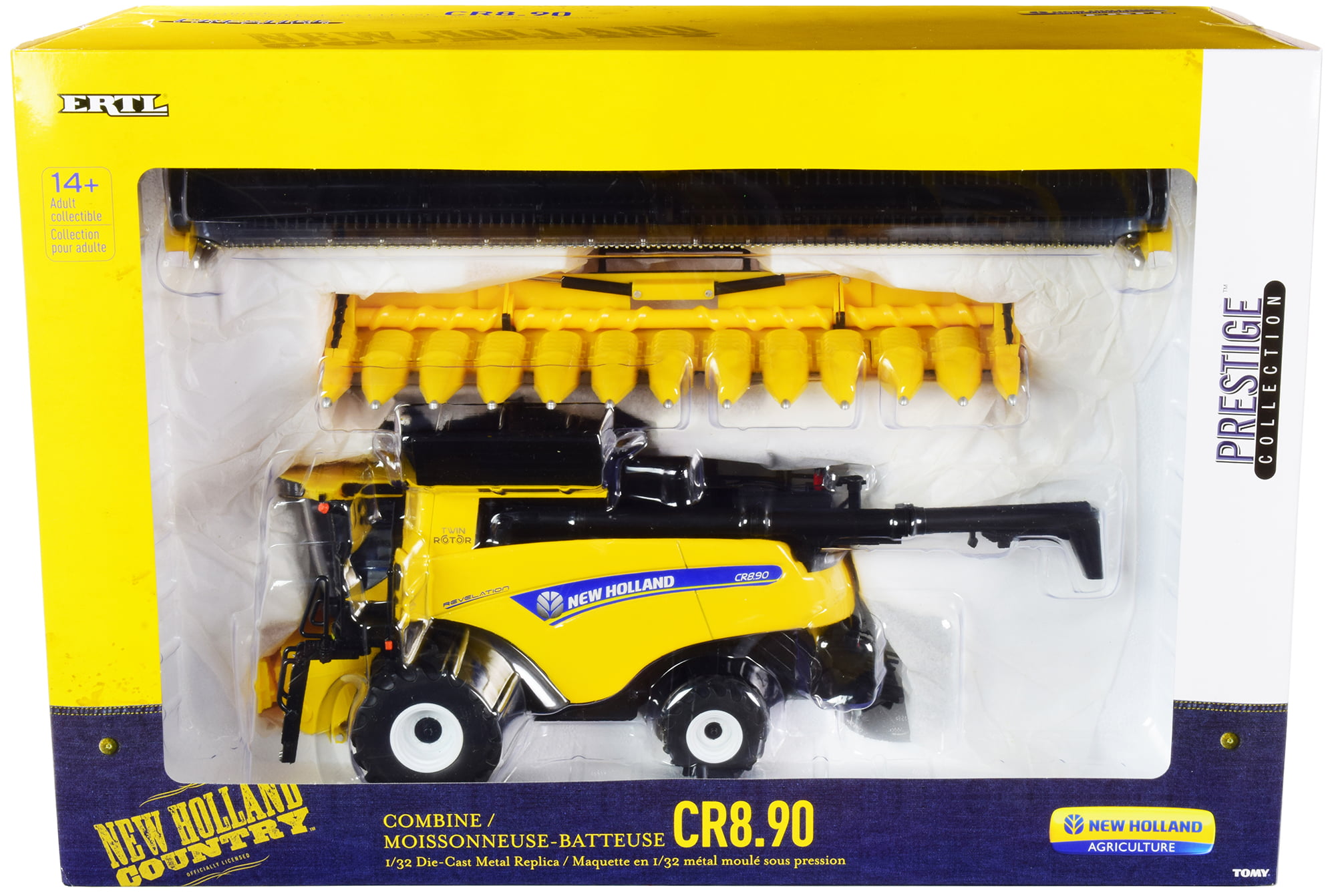 New Holland CR8.90 Combine Yellow with Corn Head and Draper Head 