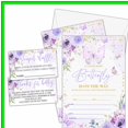 thumbnail image 2 of Butterfly Bliss Baby Shower Invitation Set - 25 Elegant Purple Invites with Envelopes, Book Request Cards, and Diaper Raffle Tickets for Memorable Celebrations, 2 of 5