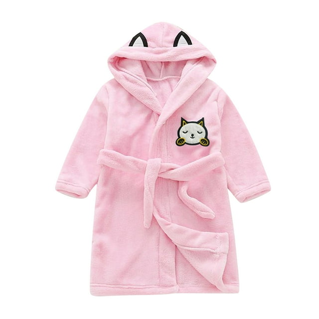 Peignoirs de Bain en Flanelle pour Tout-Petits Garçons Filles avec Motifs de Dessins Animés