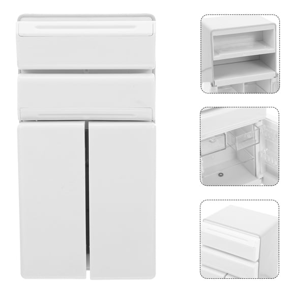 PENIKOKO 1:12 Scale Mini Toy Fridge and Freezer Playset with Lights for Kids Imaginative Dollhouse Accessory White