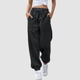 thumbnail image 2 of HNMKIU Womens Pants Plus Size Printed Bottom Sweatpants High Waist Sporty Gym Athletic Fit Jogger Trousers for Women Black,XXXL, 2 of 7