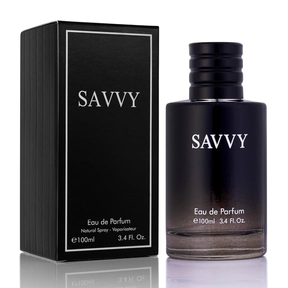 Savvy for Men Eau De Parfum, 3.4oz – Bergamot, Pepper, Vanilla & Aromatic Spices – Long-Lasting Scent