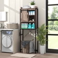 thumbnail image 4 of Costway Over-The-Toilet Storage Cabinet Bathroom Organizer with Sliding Barn Door Rustic Grey, 4 of 8
