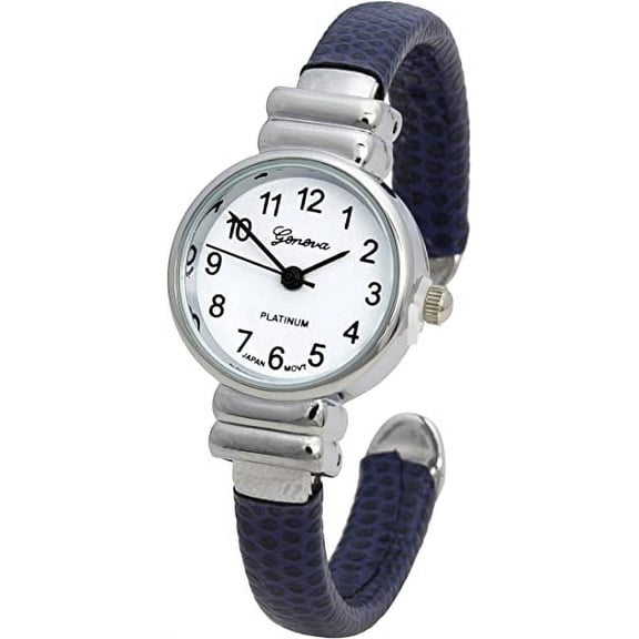 Blekon Collections Womens 22mm Case Metal Cuff Bangle Watch (Blue)