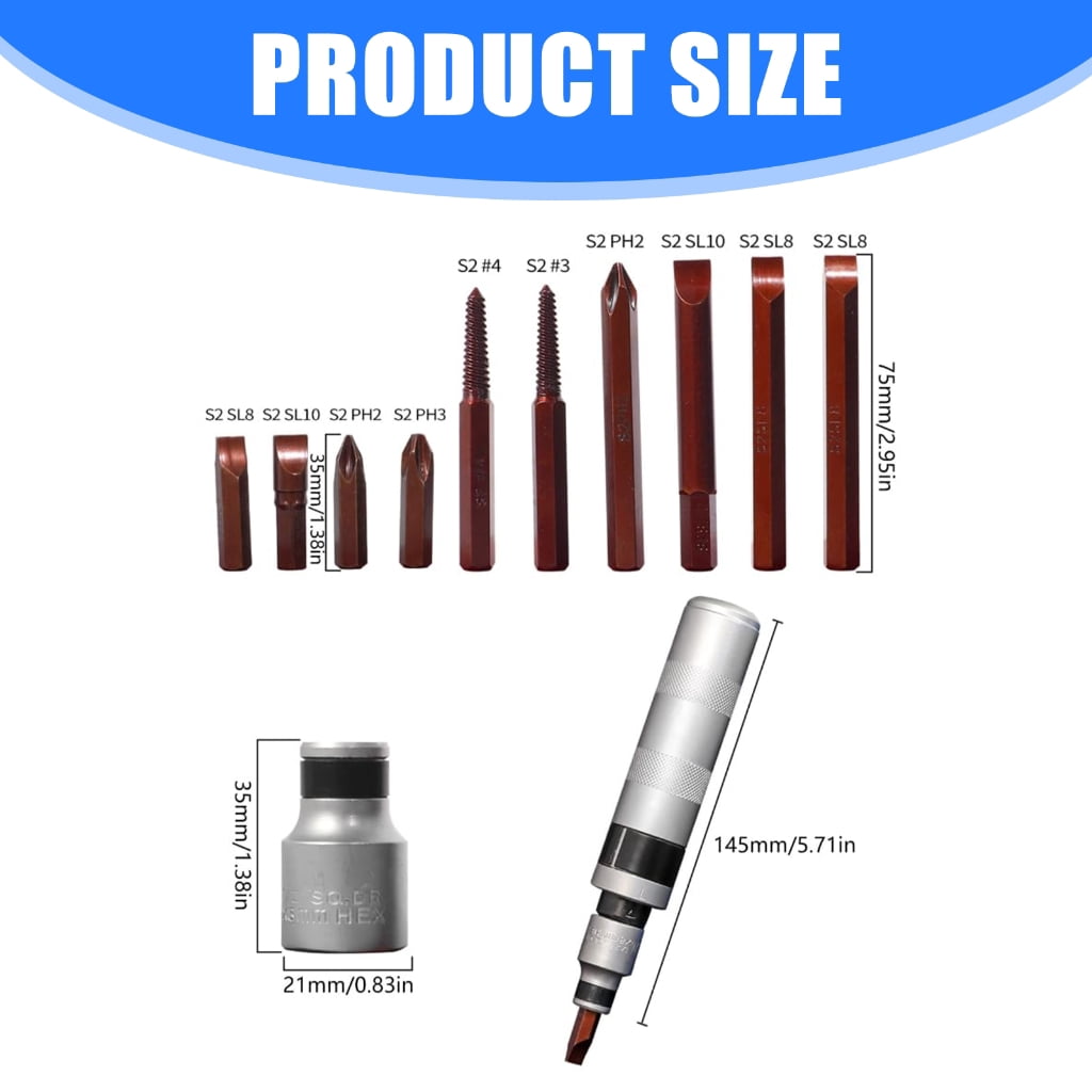 MOMOJIA 12pcC0rr0s10nResistant Carbon Steel Impact Driver Kit Rusted Screw Removal Tool For Home Repair Automotive Maintenance