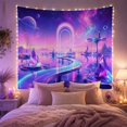 thumbnail image 2 of Crystal Islands Across Reflective Cosmic Waters, Dreamy Surreal for Space Lovers, Celestial Landscape Art, Housewarming Gift, Tapestry Wall Hanging for Bedroom and Studio, 2 of 7