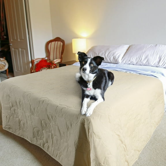 Kritter Planet Waterproof Dog Blanket for Couch, Washable Pet Couch Cover, Non-slip Bed Sofa Furniture Protector Mat, Latte, 80''x60''.
