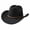 Black, variant on Western Cowboy Cowgirl Hat for Women Men Wide Brim Pentagram Leather Belt Fedora Hat Wool Felt Vintage Jazz Hats
