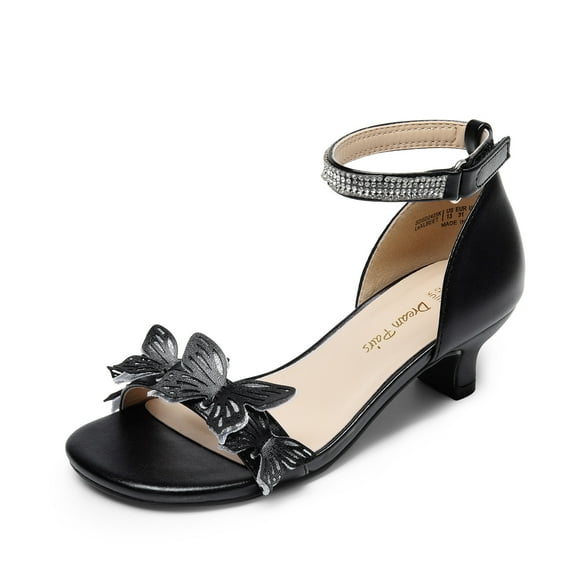 BURUDANI Girls’ Low Heel Strappy Sandals, Lace-Up Ankle Strap Gladiator Dress Shoes for Party, Wedding, Little Kid/Big Kid