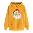 thumbnail image 4 of Christmas Hoodies for Women Santa Holiday Graphic Long Sleeve Pullover Sweatshirt with Pocket Yellow XL, 4 of 5