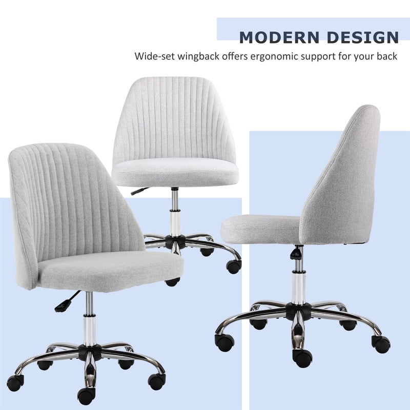 TINKLE WELL Modern Office Desk Chair, Rolling Vanity Swivel Task Chair with Wheels, Stylish Comfortable Armless Backrest for Home, Bedroom, Office, Study, Dark Gray
