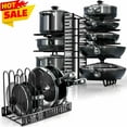 thumbnail image 1 of Pots and Pans Organizer Rack under Cabinet, 8-Tier Kitchen Cabinet Organizers and Storage, Adjustable Pot Racks, Pot Organizers inside Cabinet with 3 DIY Methods Baking Rock, 1 of 10