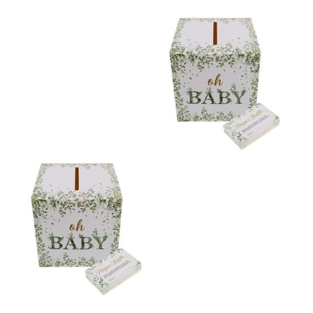 Masteelf 2pcs Greenery Diaper Raffle Tickets With Baby Shower Holder Box Baby Party Decorations Favors Sign Box Insert Ticket Diaper Raffle Game Kit
