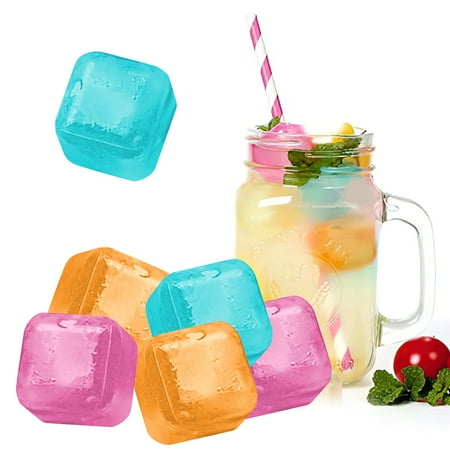 

IXTIX 6Pcs Reusable Ice Cube Refreezable Ice Cube Fruit Shaped Ice Cube Colorful Square Cube Small Portable Washable Square Whiskey Chilling Stone BPA Free