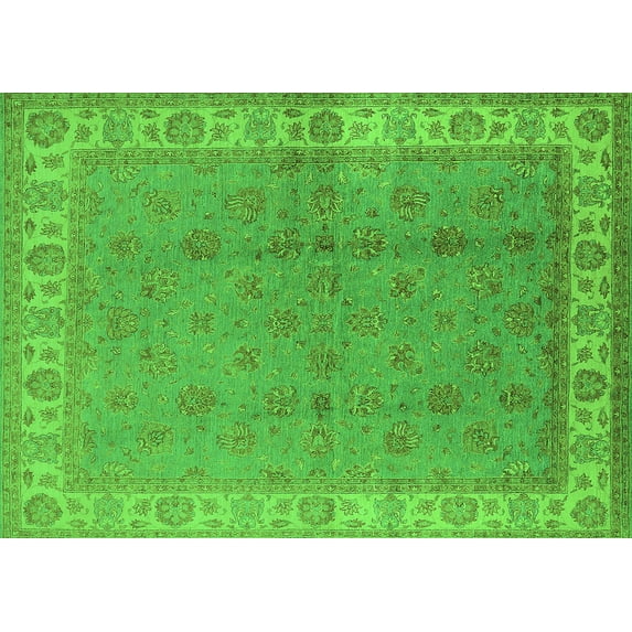 Ahgly Company Indoor Rectangle Oriental Green Industrial Area Rugs, 7' x 9'