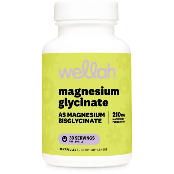 Wellah Magnesium Glycinate (210mg) 90 Capsules - High Absorption, As Magnesium Bisglycinate, 30 Servings