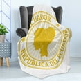 thumbnail image 4 of Ecuador Soft Flannel Fleece Throw Blanket, Republica Del Ecuador Lettering Political Map Retro Sunrays Stamp, Cozy Plush for Indoor and Outdoor Use, 50" x 60", Earth Yellow Cream, by Ambesonne, 4 of 5