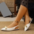 thumbnail image 5 of Miluxas Women's Pointed Toe Slingback Flats Comfortable Slip On Pumps office Work Wedding Party Dressy Flats White 9.5(43), 5 of 9