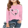 thumbnail image 2 of zbxnLI Girls Heart Long Sleeve Tee Tops Graphic T-Shirts Kids Girls Casual Crew Neck Tops Fall Winter, 2 of 4