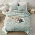 thumbnail image 6 of Wonderful Bedding Geometric Quilted Velvet Green 3-Piece Quilt Set, 6 of 7