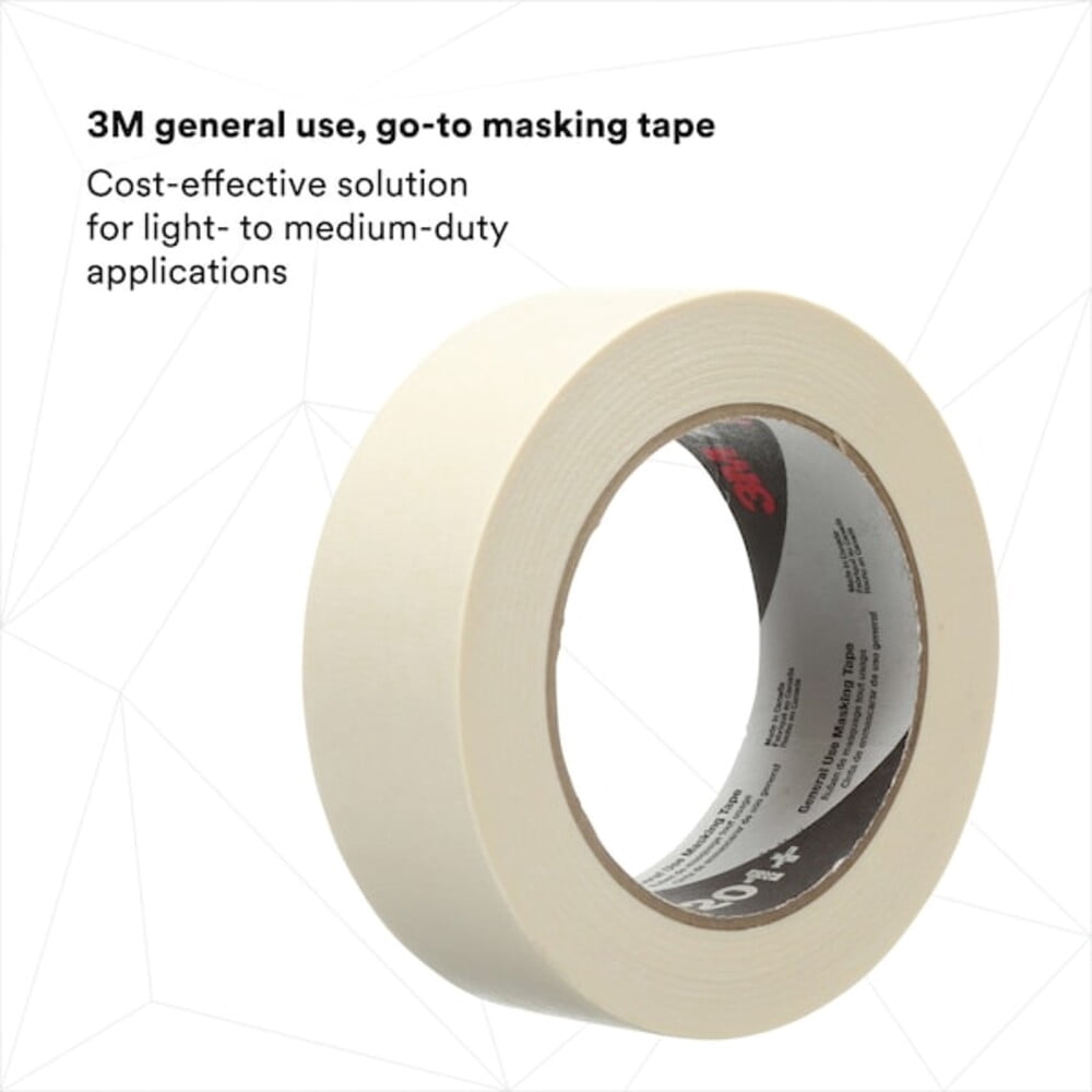 3M General Use Masking Tape 201+ Tan, 36 mm x 55 m 4.4 mil, 24 per case Bulk