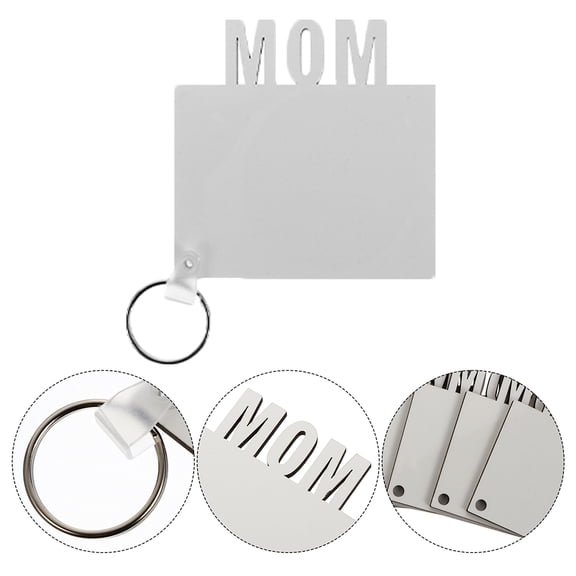 WHAMVOX 5 Pcs Wooden Keychain DIY Keychain Projects Mother 7.40X7.40X0.30CM Silver