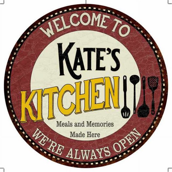 Kate's Kitchen 12" Round Metal Sign Bar Game Room Wall Déco 200120040466