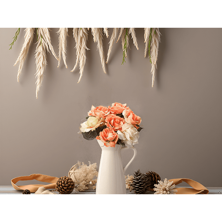 Hosley 10 Inch High Floral Modern Elegance Off-White Ceramic