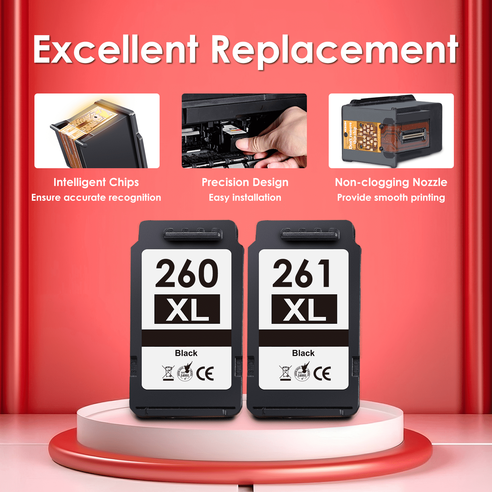 260XL Black Ink Compatible for Canon 260 Black Ink for Canon 260 Ink for TS5320 TS6420 TR7020 Printer, 2 Black