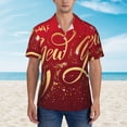 thumbnail image 2 of Sikiie Happy New Year2 Print Men's Hawaiian Shirt, Summer Beach Button Pocket Short Sleeve T-Shirt,Large, 2 of 7