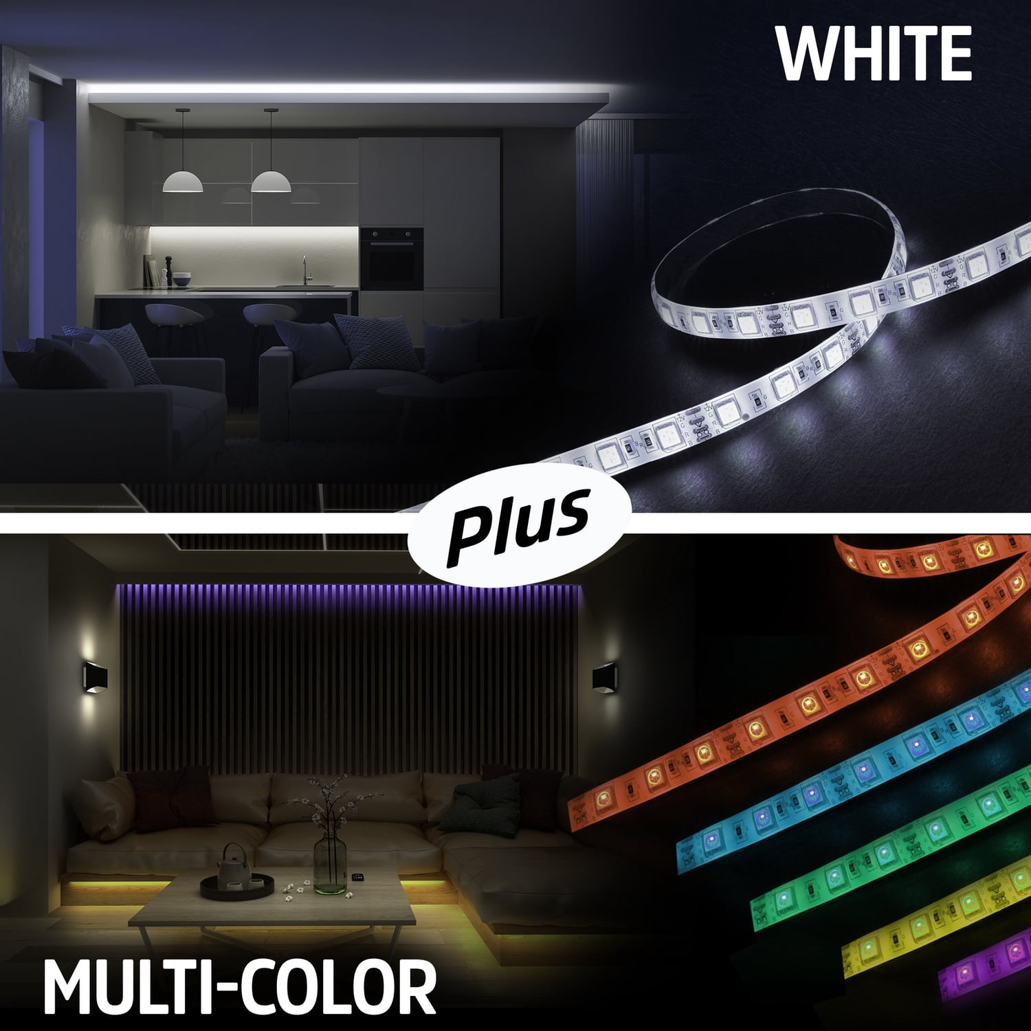 Energizer Connect EOS2-1001-WHT Smart Multicolor LED Light Strip, 16.4 Feet, 2 Pack