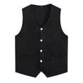 thumbnail image 2 of Manyakai Unisex Adult Volunteer Activity Vest Solid Color Waiter Uniform Waistcoat Sleeveless Party Black XXL, 2 of 9