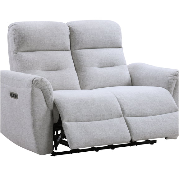 JERFIT Modern Power Reclining Loveseat with USB Charger, Gray Chenille Fabric, Motion Sofa for Living Room