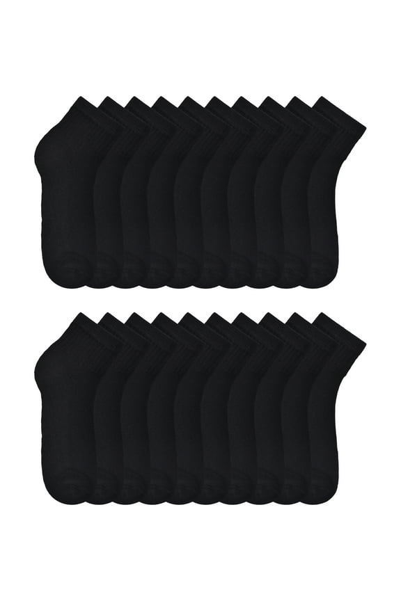 Boys Cushioned Ankle Socks, 10 Pack, Sizes S (4-8.5) - L (3-9)