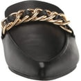 thumbnail image 2 of Steve Madden Faine Black Leather Pointed Toe Slip On Chain Detail Flat Mules (Black Leather, 9), 2 of 9