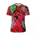 thumbnail image 4 of T Shirt For Men Tropical Palm Leaves Gym T-Shirt Red Leaf Print Hip Hop Man Streetwear Tee Shirt Sum, 4 of 7