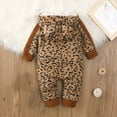 thumbnail image 4 of Baby Boy Girls Winter Warm Rompers Unisex Newborn Fleece Outfits Bodysuits Toddler Baby Boys Girls Leopard Plush Cute Bear Ears Winter Thick Keep Warm Jumpsuit Romper Brown 9-12 Months, 4 of 7