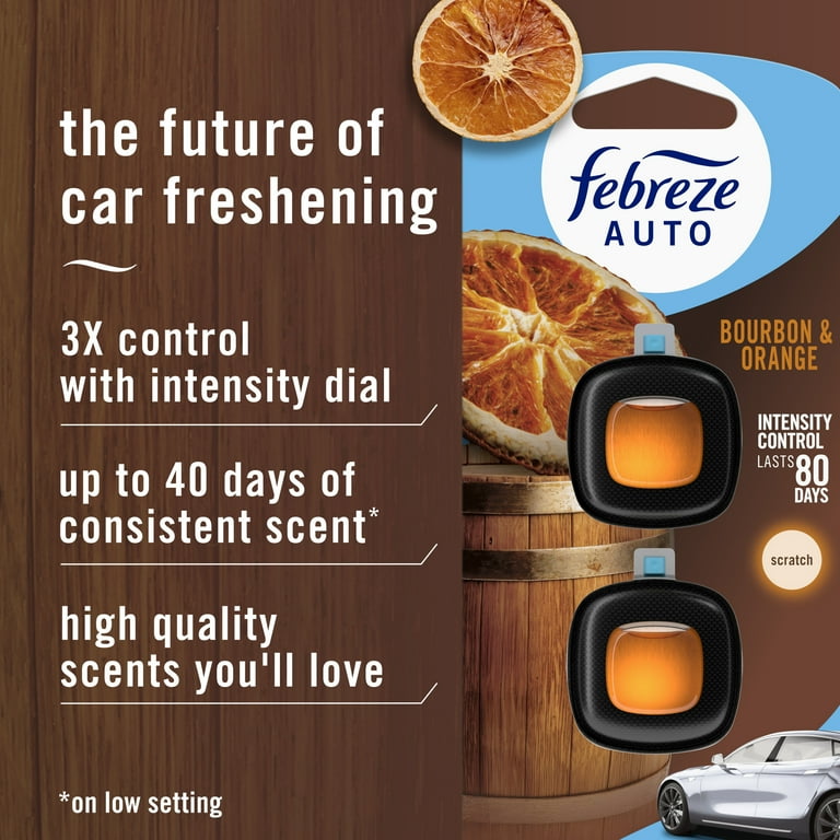 Febreze AUTO Air Freshener, Bourbon & Orange (0.07 fl oz, 2 ct)